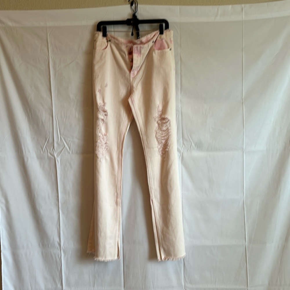 SER.O.YA. Women Pink Distressed Low-Rise Straight Split Jeans Pants. Size 29